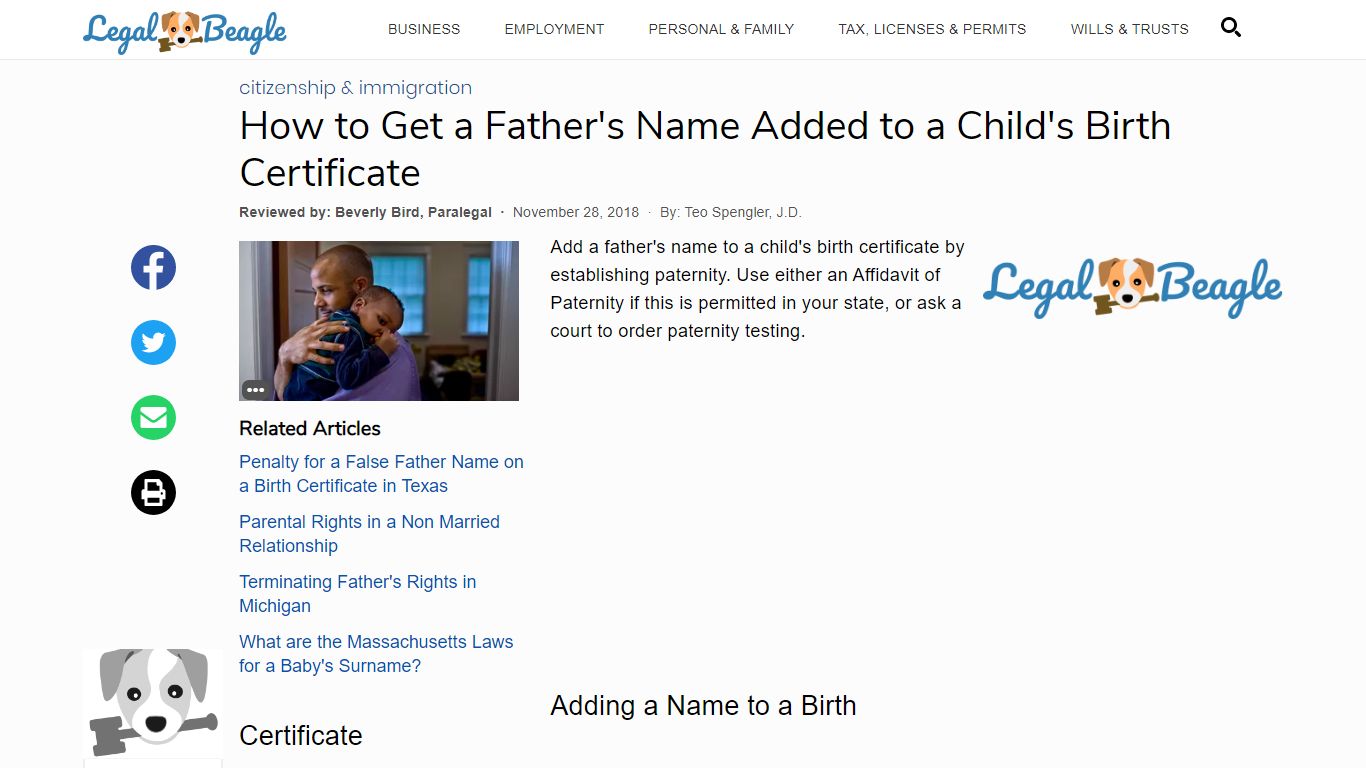 How to Get a Father's Name Added to a Child's Birth Certificate